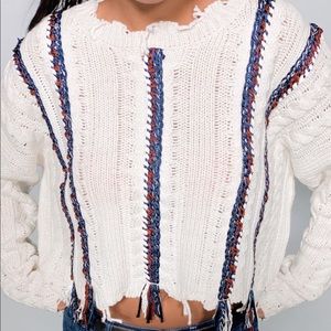 Cable knit ivory sweater